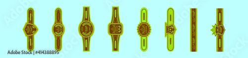 set of cigar label cartoon icon design template with various models. vector illustration isolated on blue background