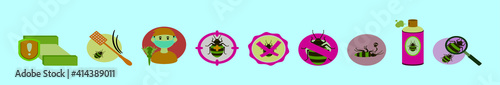 set of bedbug control cartoon icon design template with various models. vector illustration isolated on blue background