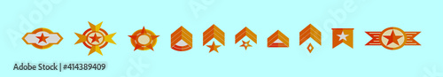 set of brigadier badges cartoon icon design template with various models. vector illustration isolated on blue background