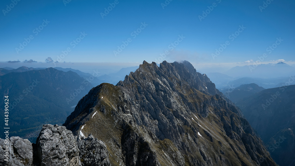 Waxenstein Grat mountain ridge near Höllental, Garmisch-Partenkirchen, Germany