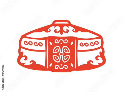 Portable color house Mongolian yurt with ornament