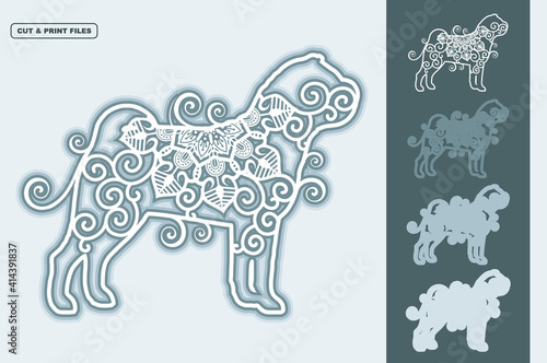 Dog Vector SVG 3D Layered, Eps 10