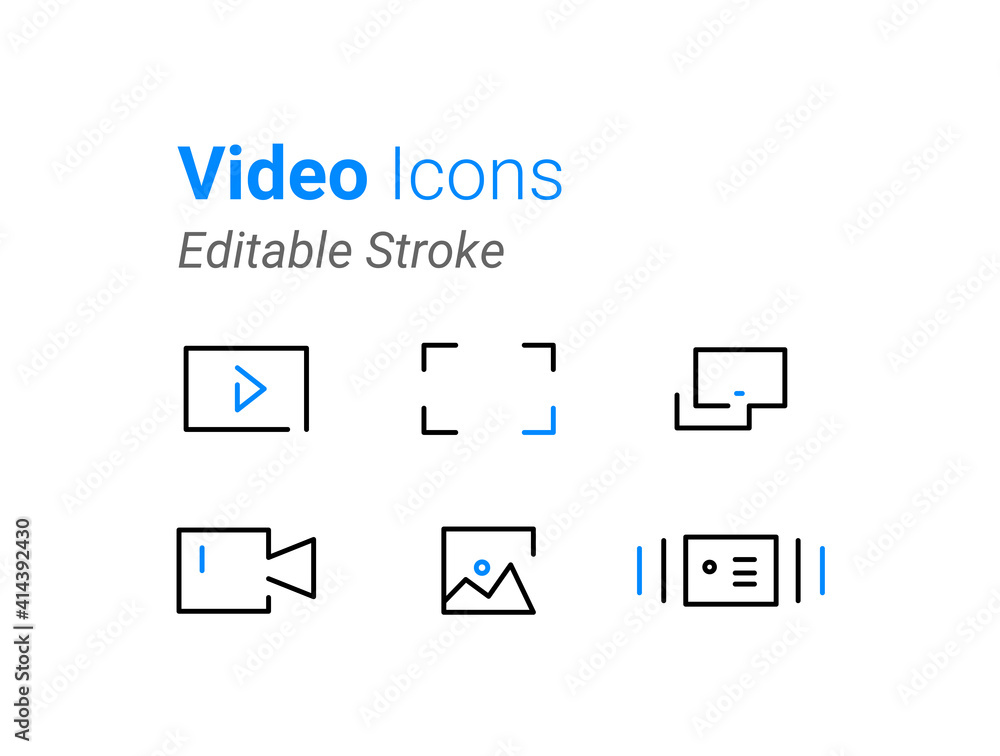 Set of Video Content Related Vector Line Icons. Premium quality graphic design. Modern signs, outline symbols collection, simple thin line icons set for websites, web design, mobile app Editable Strok Set of Video Content Related Vector Line Icons. Premium quality graphic design. Modern signs, outline symbols collection, simple thin line icons set for websites, web design, mobile app Editable Strok