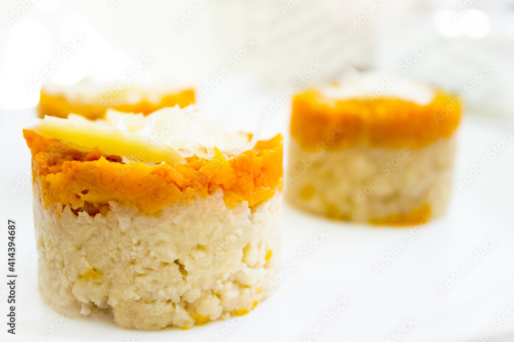 Sweet potato and cauliflower cakes. Vegetarian healthy food Sweet potato and cauliflower cakes. Vegetarian healthy food