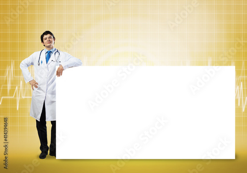 Doctor with banner