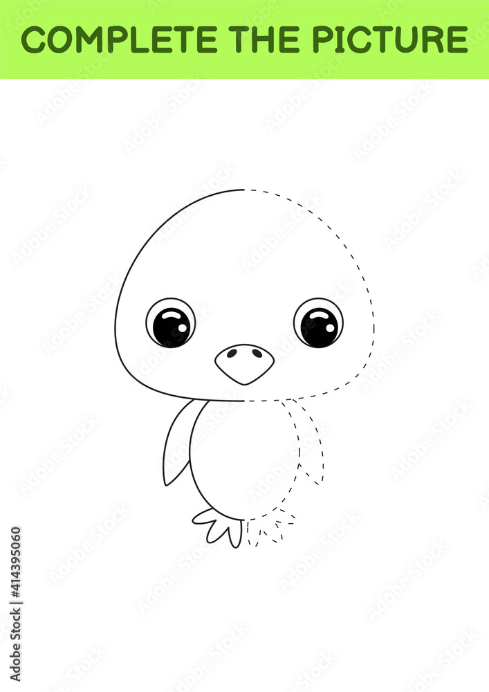 Complete drawn picture of cute chicken. Coloring book. Dot copy game. Handwriting practice, drawing skills training. Education developing printable worksheet. Activity page. Vector illustration. Complete drawn picture of cute chicken. Coloring book. Dot copy game. Handwriting practice, drawing skills training. Education developing printable worksheet. Activity page. Vector illustration.