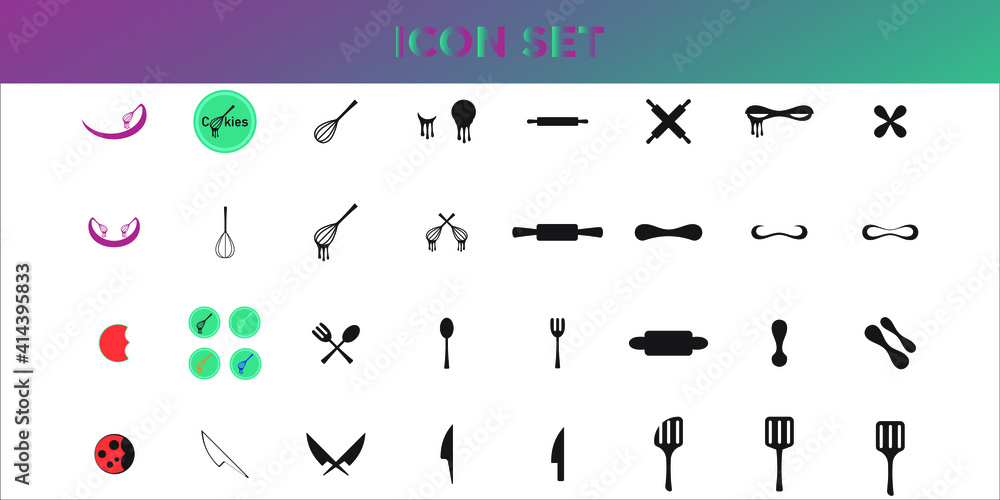 Obraz premium Set Icon of cooking, vector graphic good for template
