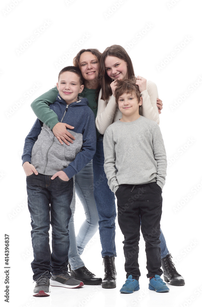 in full growth. happy family standing together. in full growth. happy family standing together.