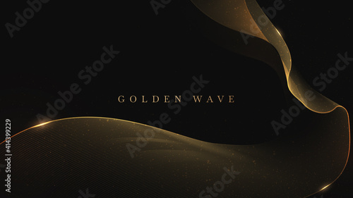 Golden wave on black background , luxury modern concept. vector illustration for design.