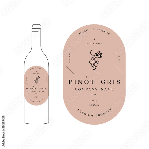 Vector illustartion design labels for wine. Minimalistic and modern design.