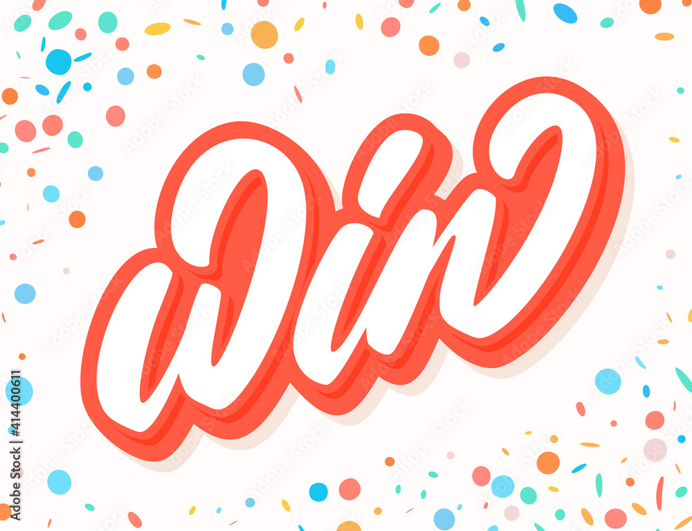 Win. Vector handwritten lettering banner. Win. Vector handwritten lettering banner.
