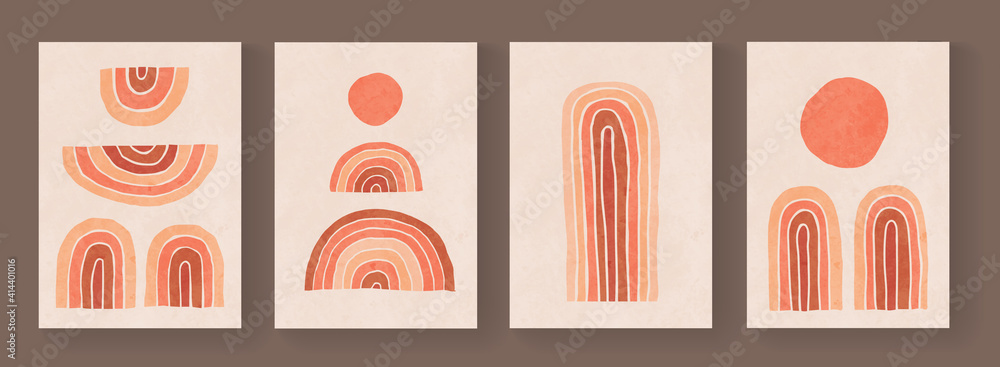 Set of abstract minimalistic geometric pattern cover design. Mid-century modern posters. Modern template for Brochure, Flayer, Postcard, Wall Art, Canvas.