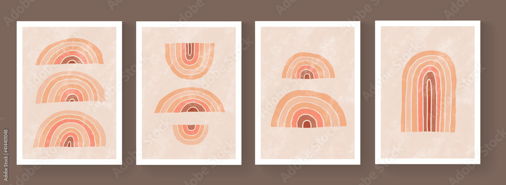 Set of abstract minimalistic geometric pattern cover design. Mid-century modern posters. Modern template for Brochure, Flayer, Postcard, Wall Art, Canvas.