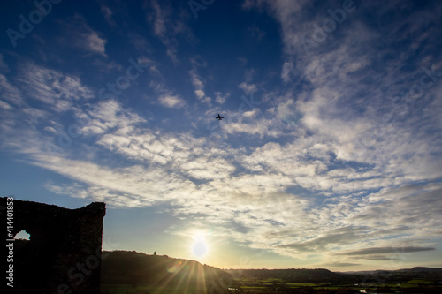 sunset over the castle