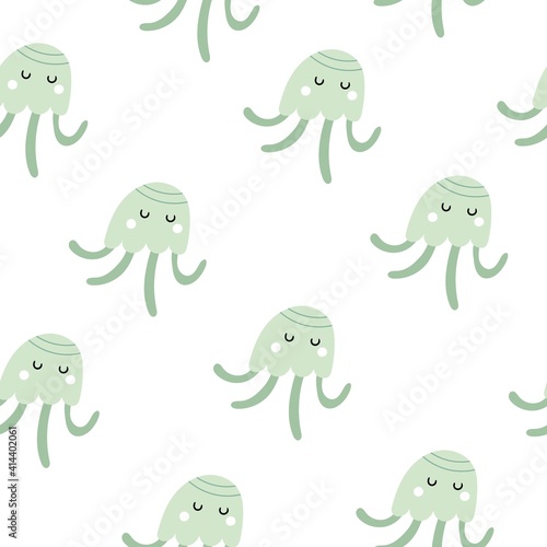 undersea seamless pattern with cartoon octopus. Colorful vector flat for kids. hand drawing. baby design for fabric  print  wrapper  textile