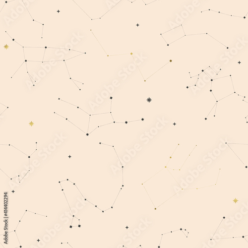 seamless pattern with constellations on a light background