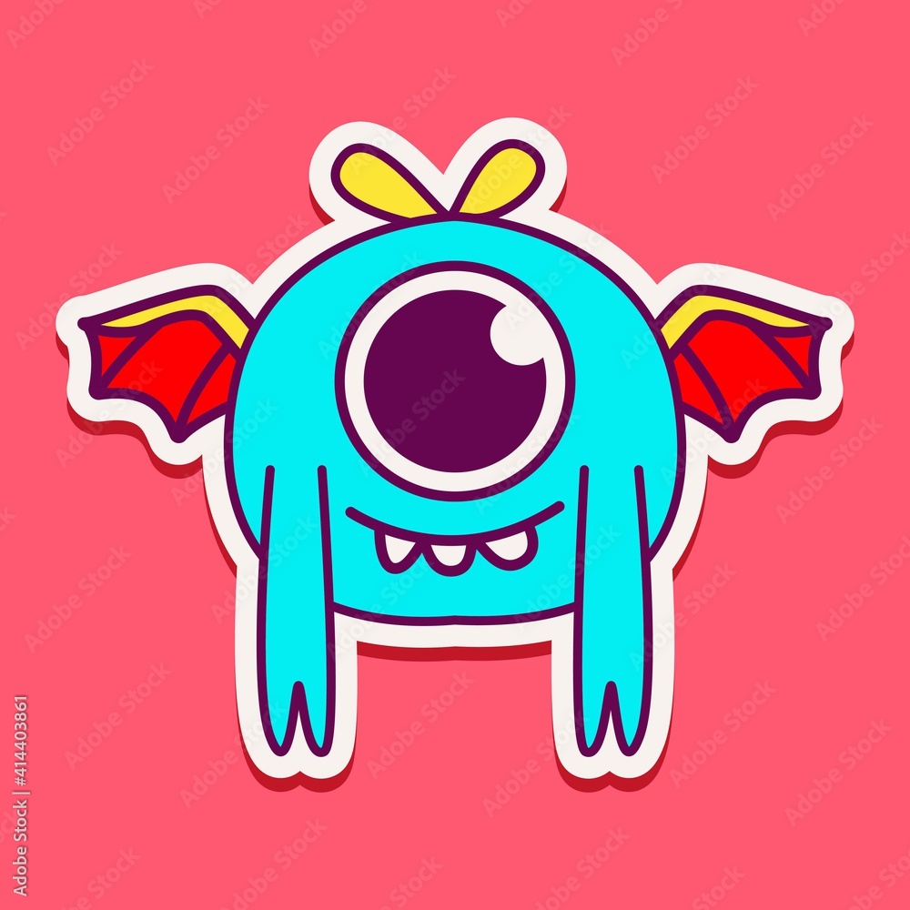 Fototapeta premium cute monster cartoon doodle design for coloring, backgrounds, stickers, logos, symbol, icons and more