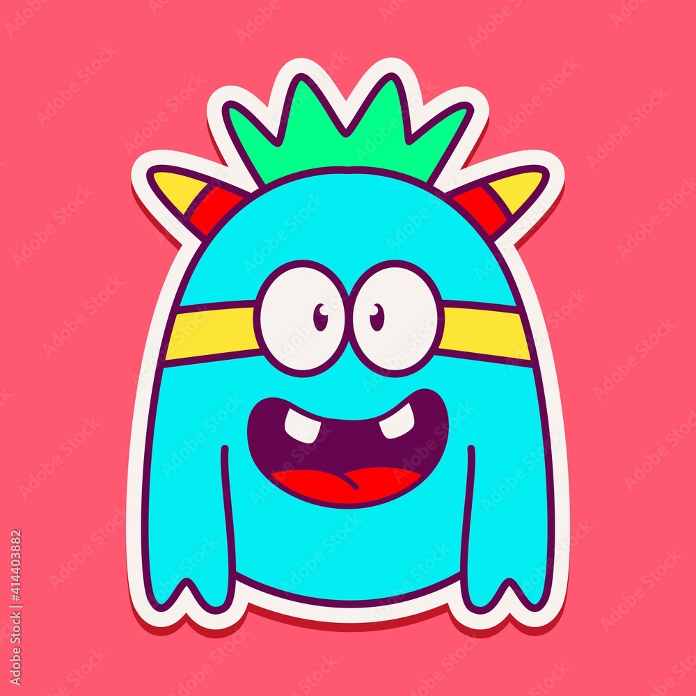 Obraz premium cute monster cartoon doodle design for coloring, backgrounds, stickers, logos, symbol, icons and more