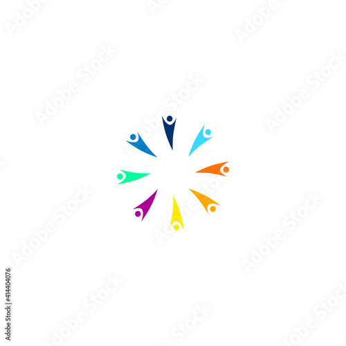 Colorful People together art, sign, symbol, logo isolated on white
