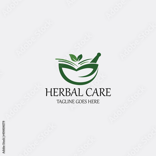 Herbal care logo design template. Vector illustration