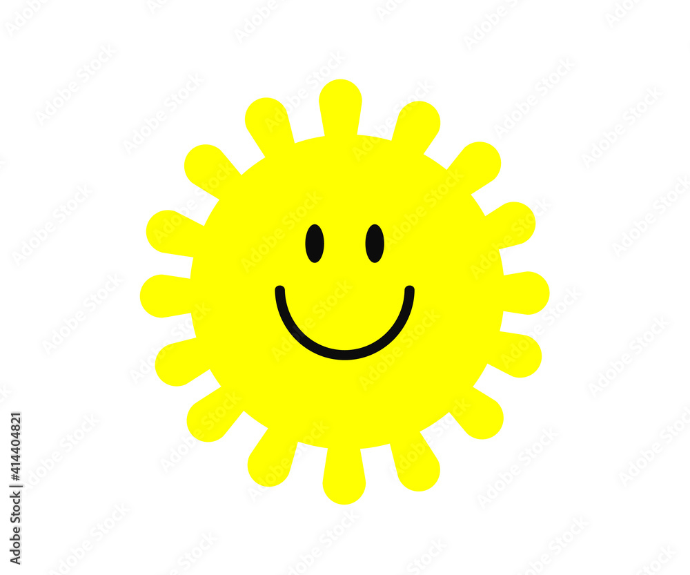 Cheerful sun on a white background. Symbol. Vector illustration.