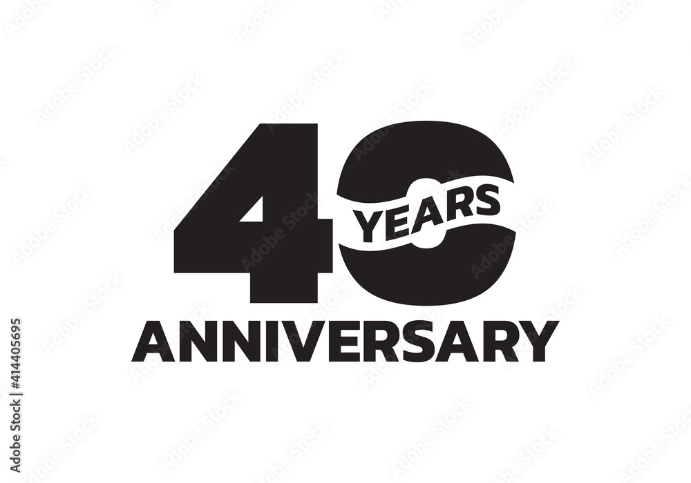 Obraz premium 40 years anniversary logo. 40th birthday icon or badge design. Vector illustration.