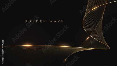Golden wave on black background , luxury modern concept. vector illustration for design.