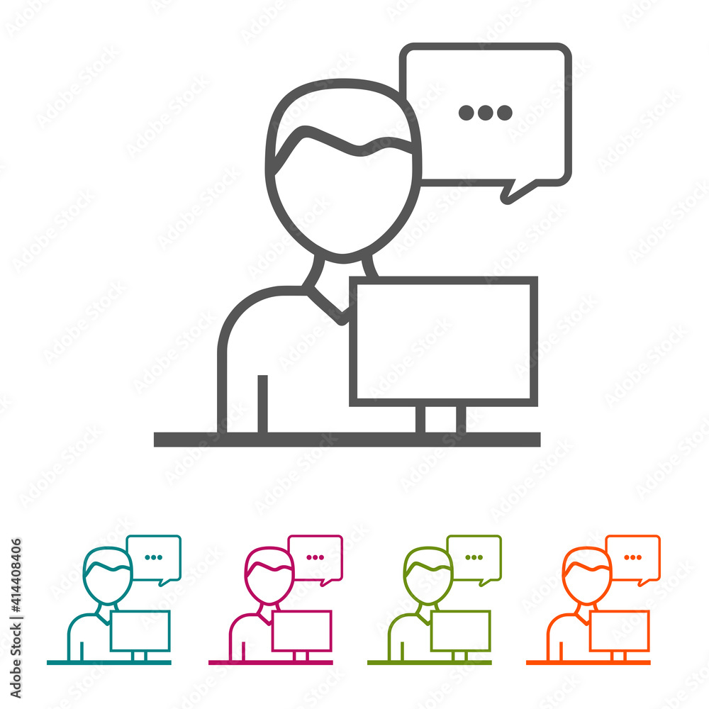 Support Business People icons in thin line Style and flat Design. Support Business People icons in thin line Style and flat Design.