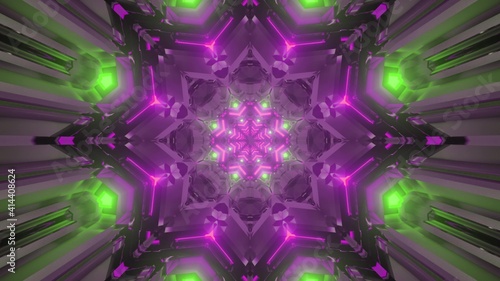 Glowing sci fi gateway with geometric ornament 3d illustration © Michael