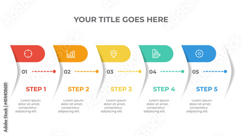 Infographic element template vector with 5 options, can be used for workflow, timeline, steps, etc.