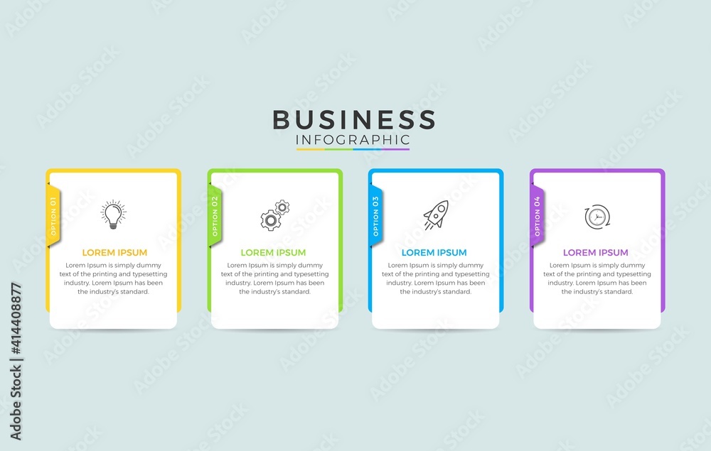 Fototapeta premium Business Infographic Design template. Thin line design with numbers 4 options or steps.