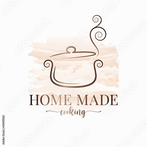 Saucepan art watercolor logo on white design