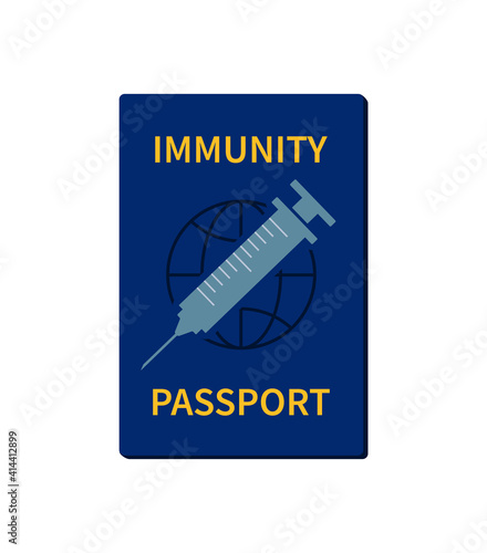 Id passport of vaccine from corona virus. Certificate of vaccination from covid. Immunity for travel. Proof of health. Test for disease. Pass control of illness for flight and tourism. Vector.