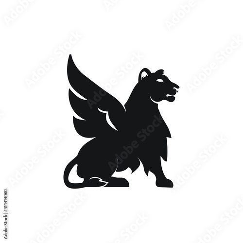 leoa female wings mythology logo sphinx lion wings exclusive design inspiration
