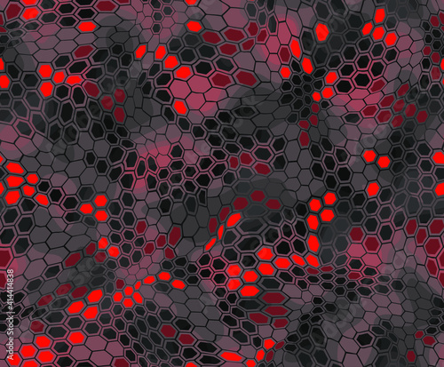 Hexagonal camouflage seamless patern. Abstract modern endless digital contemporary design texture. Military geometric ornament for fabric, fashion and vinyl wrap print. Vector illustration.