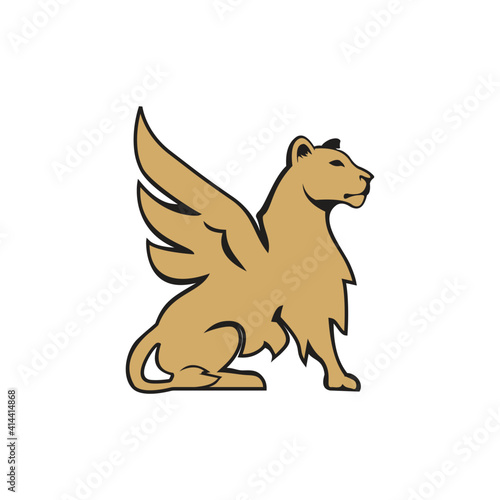 leoa female wings mythology logo sphinx lion wings exclusive design inspiration