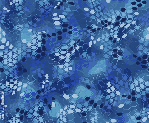 Hexagonal camouflage seamless patern. Abstract modern endless digital contemporary design texture. Military geometric ornament for fabric, fashion and vinyl wrap print. Vector illustration.
