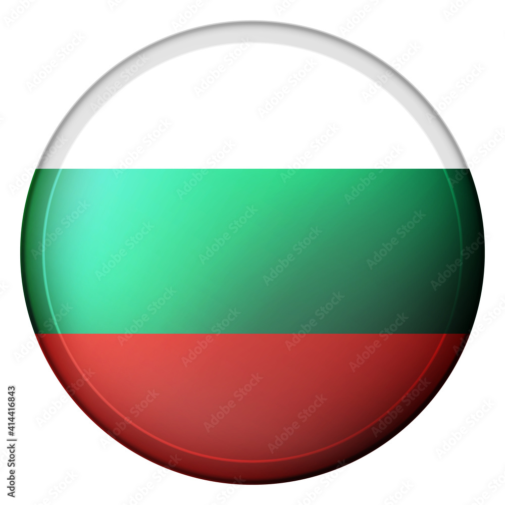 Glass light ball with flag of Bulgaria. Round sphere, template icon. Bulgarian national symbol. Glossy realistic ball, 3D abstract vector illustration highlighted on a white background. Big bubble. Glass light ball with flag of Bulgaria. Round sphere, template icon. Bulgarian national symbol. Glossy realistic ball, 3D abstract vector illustration highlighted on a white background. Big bubble.
