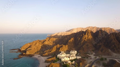 Aerial view of coastal city Al Bustan, Oman.