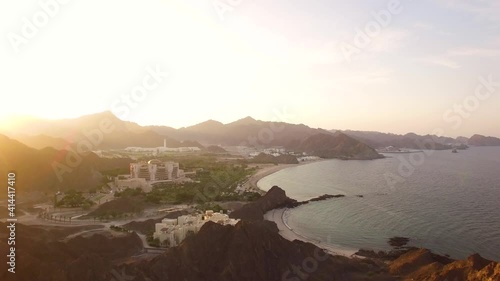 Aerial view of coastal city Al Bustan, Oman.