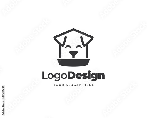 Dog eats logo vector. Friendly pet logo design