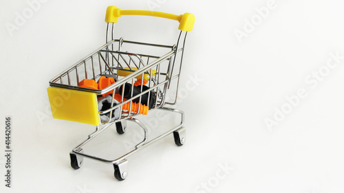 a shopping cart full of bolts