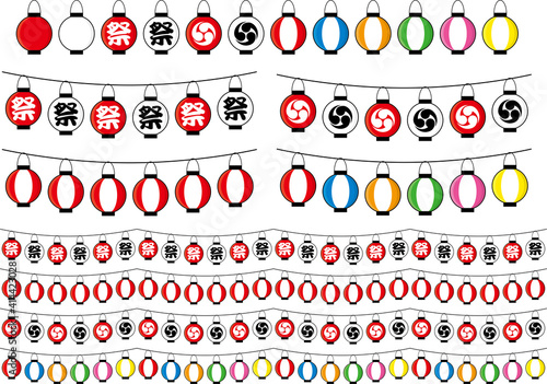 日本の伝統的な提灯のイラスト集