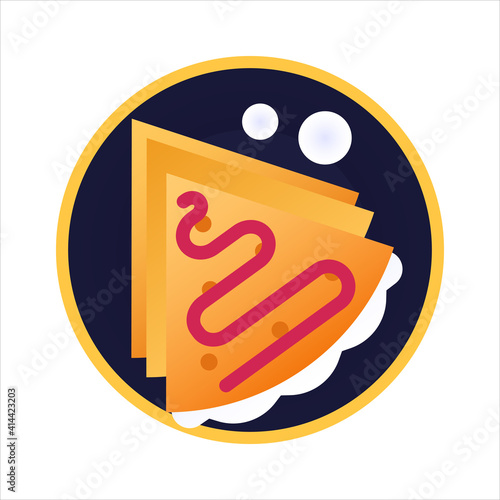 Blini - russian thin pancakes like crepes. Isolated vector illustration on white background. Traditional russian cuisine. Authentic russian food dishes. Icon in contemporary geometric style