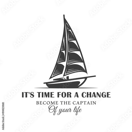 Vintage logo of sailing yacht