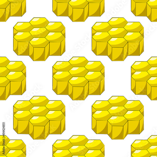 Seamless vector pattern with cartoon yellow honeycomb