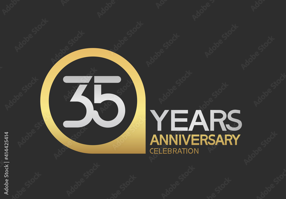 35 years anniversary celebration simple design with golden circle and silver color combination can be use for greeting card, invitation and special celebration event 35 years anniversary celebration simple design with golden circle and silver color combination can be use for greeting card, invitation and special celebration event