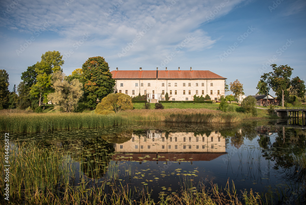 Fototapeta premium Medieval Dundaga castle and lake in Latvia
