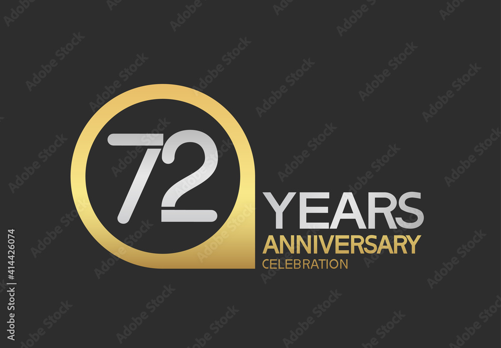 72 years anniversary celebration simple design with golden circle and silver color combination can be use for greeting card, invitation and special celebration event 72 years anniversary celebration simple design with golden circle and silver color combination can be use for greeting card, invitation and special celebration event