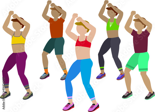 Group doing rumba exercises - illustration